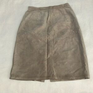 Suede Leather Tan Midi Pencil Skirt